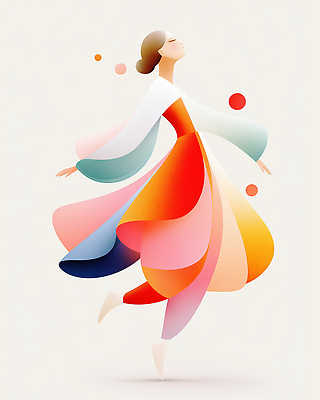 JPG 전신 여자 곡선 일러스트 팔벌리기 한명 성인 옆모습 컬러풀 눈감음 한복 전통무용 뷰티풀 성인여자한명만 국내일러스트 AI일러스트 AI콘텐츠 1 한국전통 전통 선 뷰포인트 컬러 모션 사람 춤 전통의상 여자한명만 성인여자만 파일형식