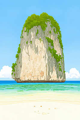 JPG 구름 섬 일러스트 자연 하늘 풍경 해변 사람없음 파란색 국내일러스트 AI일러스트 AI콘텐츠 자연요소 바다 컬러 생태계 파일형식