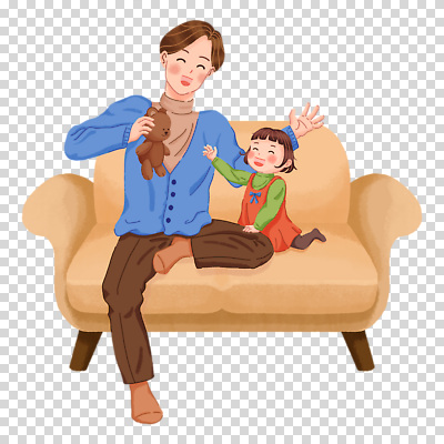 전신 편집이미지 여자 남자 어린이 장난 미소 들기 누끼 앉기 소녀 성인 두명 소파 곰인형 잡기 PNG 손뻗기 부녀 딸 인형 의자 가족 모션 표정 사람 아빠 파일형식