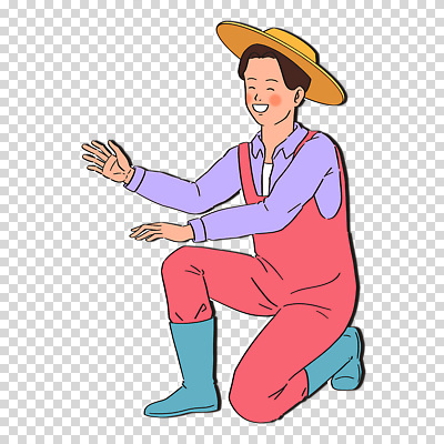 전신 편집이미지 남자 한명 웃음 누끼 성인 가리킴 농부 무릎꿇기 밀짚모자 PNG 성인남자한명만 직업 모자_잡화 1 모션 표정 사람 손짓 남자한명만 성인남자만 파일형식