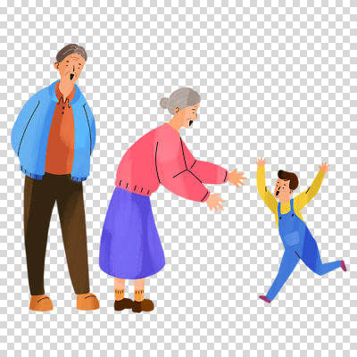 전신 편집이미지 여자 할아버지 노년 남자 할머니 어린이 가족 미소 누끼 소년 세명 달리기 만세 PNG 손뻗기 관계 모션 표정 사람 성인 파일형식