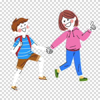 전신 편집이미지 여자 남자 어린이 책가방 미소 누끼 소녀 소년 두명 달리기 손잡기 가리킴 PNG 어린이만 가방 모션 표정 사람 손짓 파일형식