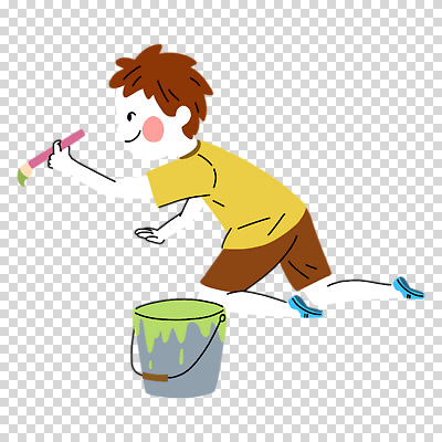 전신 편집이미지 어린이 한명 미소 들기 누끼 소년 붓 그리기 무릎꿇기 양동이 페인트통 PNG 소년한명만 1 남자 모션 통 표정 사람 페인트 남자한명만 소년만 파일형식