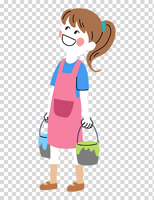 전신 편집이미지 여자 어린이 한명 미소 들기 누끼 소녀 앞치마 페인트통 PNG 소녀한명만 1 모션 통 표정 사람 페인트 여자한명만 소녀만 파일형식