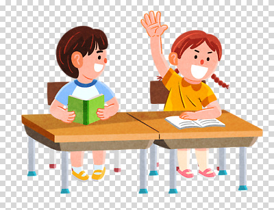 전신 편집이미지 여자 남자 어린이 의자 교재 미소 누끼 앉기 소녀 소년 두명 책 손들기 펼침 잡기 발표 책상 PNG 어린이만 교육 가구 모션 표정 사람 파일형식