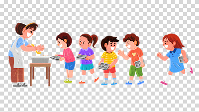 전신 편집이미지 여자 남자 어린이 미소 웃음 들기 누끼 소녀 소년 여러명 성인 달리기 앞치마 기다림 국자 점심 식판 PNG 급식 배식 영양사 줄서기 다수 모션 주방용품 표정 사람 파일형식