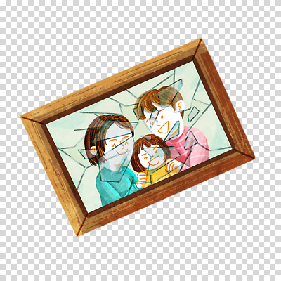 편집이미지 여자 남자 어린이 액자 유리 웃음 누끼 소녀 상반신 성인 세명 손상 가족사진 PNG 깨짐 어깨에손 컨셉 가족 모션 재질 표정 사람 파일형식 단체사진
