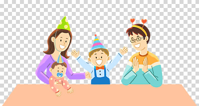 편집이미지 여자 남자 어린이 가족 미소 누끼 소년 여러명 상반신 성인 만세 고깔모자 아기 머리띠 생일파티 박수 노리개젖꼭지 생일축하 PNG 안경낌 모자_잡화 안경 다수 장신구 관계 모션 표정 사람 손짓 아기용품 축하 생일 파일형식