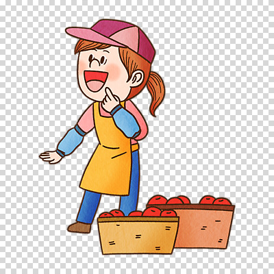전신 편집이미지 여자 한명 미소 누끼 성인 손들기 앞치마 과일바구니 PNG 캡모자 팔토시 성인여자한명만 모자_잡화 1 과일 모션 표정 사람 바구니 토시 여자한명만 성인여자만 파일형식