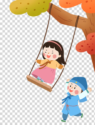전신 나무 편집이미지 남자 어린이 서기 미소 웃음 누끼 소녀 소년 두명 손들기 잡기 머리띠 한복 즐거움 도령 그네타기 복건 PNG 나무그네 어린이만 식물 한국전통 여자 감정 장신구 모션 놀이 전통소품 표정 사람 전통의상 그네 신분 파일형식