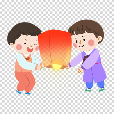 전신 편집이미지 남자 어린이 미소 웃음 누끼 소년 두명 잡기 한복 PNG 풍등 풍등날리기 소년만 무릎구부리기 한국전통 포즈 모션 조명 표정 사람 전통의상 남자만 어린이만 파일형식 풍등축제