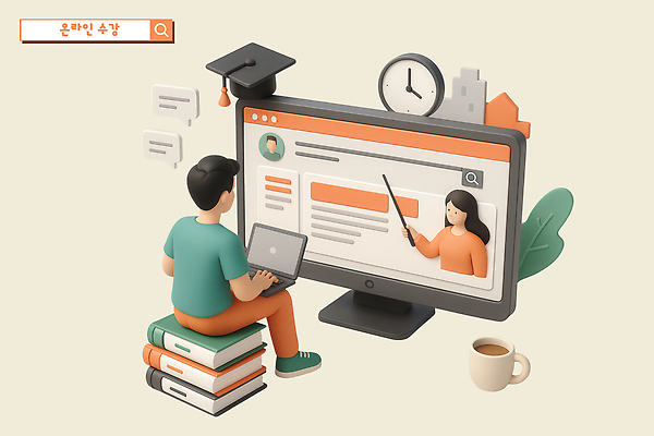 전신 PSD 편집이미지 여자 남자 커피 시계 말풍선 학사모 들기 앉기 상반신 성인 두명 노트북 학습 3D 모니터 교사 주황색 머그컵 타이핑 청록색 지시봉 인터넷창 온라인강의 온라인강좌 책더미 성인만 수강 편집3D 직업 모자_잡화 교육 음료 컬러 인터넷 졸업 모션 사람 책 컵 전자제품 컴퓨터 강의 디지털합성 무더기 파일형식 언택트