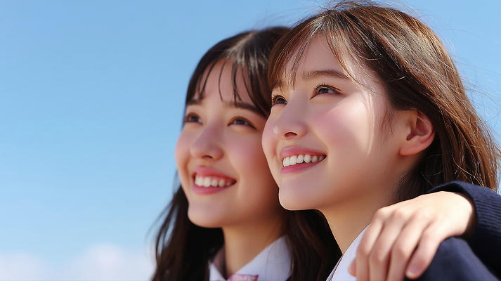 JPG 편집이미지 여학생 여자 행복 교복 얼굴 청소년 하늘 어깨동무 웃음 야외 두명 스쿨라이프 올려보기 의료성형뷰티 십대여자만 편집실사 AI인물포토 AI콘텐츠 학생 라이프스타일 옷 감정 포즈 학교 모션 표정 사람 신체부위 CG 여자만 십대만 파일형식 AI포토