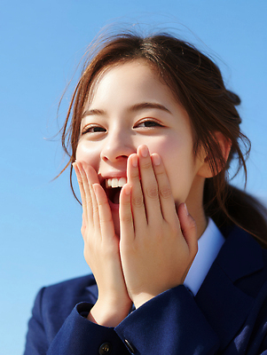 JPG 편집이미지 여학생 여자 행복 교복 청소년 하늘 한명 웃음 상반신 야외 스쿨라이프 입막음 의료성형뷰티 십대여자한명만 편집실사 AI인물포토 AI콘텐츠 1 학생 라이프스타일 옷 감정 학교 표정 사람 CG 여자한명만 십대여자만 파일형식 AI포토