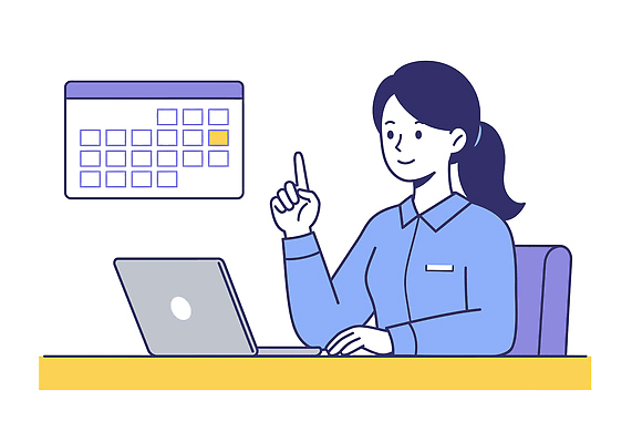 여자 의자 일러스트 한명 미소 앉기 정장 상반신 성인 판매 보라색 달력 가리킴 비즈니스우먼 성인여자한명만 국내일러스트 AI파일 1 옷 컬러 가구 비즈니스 모션 표정 사람 손짓 직장인 여자한명만 성인여자만 파일형식 벡터