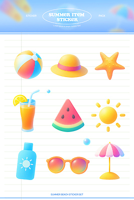 PSD 아이콘 스티커 불가사리 빨대 사람없음 여름 세트 모래사장 컬러풀 선글라스 태양 물방울 파라솔 오렌지주스 비치볼 선크림 비치모자 아이템 레몬장식 수박조각 엘리먼트 음료수컵 해모양 2D아이콘 자연요소 모양 모자_잡화 계절 안경 바다 컬러 조각 공 극피동물 수박 바캉스용품 장식 컵 화장품 과일주스 레몬 파일형식