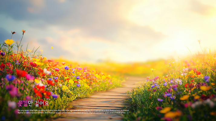 PSD 구름 편집이미지 자연 하늘 사람없음 햇빛 노을 감성 꽃길 이미지편집 자연요소 길 컨셉 태양 생태계 파일형식