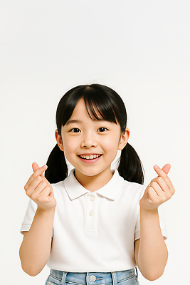 JPG 스튜디오촬영 편집이미지 여자 어린이 한명 미소 소녀 상반신 청바지 손하트 흰티 의료성형뷰티 소녀한명만 편집실사 AI인물포토 AI콘텐츠 1 티셔츠 바지 실내 표정 사람 손짓 CG 여자한명만 소녀만 파일형식 AI포토