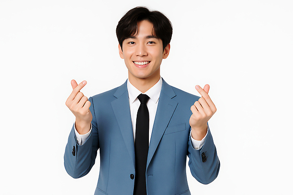 JPG 스튜디오촬영 편집이미지 남자 한명 미소 정장 상반신 성인 비즈니스맨 손하트 의료성형뷰티 성인남자한명만 편집실사 AI인물포토 AI콘텐츠 1 옷 비즈니스 실내 표정 사람 손짓 직장인 CG 남자한명만 성인남자만 파일형식 AI포토