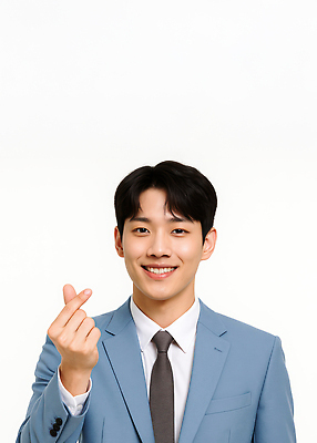 JPG 스튜디오촬영 편집이미지 남자 한명 미소 정장 상반신 성인 비즈니스맨 손하트 의료성형뷰티 성인남자한명만 편집실사 AI인물포토 AI콘텐츠 1 옷 비즈니스 실내 표정 사람 손짓 직장인 CG 남자한명만 성인남자만 파일형식 AI포토