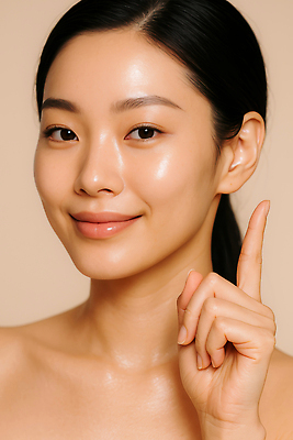 JPG 편집이미지 여자 한명 미소 상반신 성인 뷰티 가리킴 피부관리 의료성형뷰티 성인여자한명만 편집실사 AI인물포토 AI콘텐츠 1 표정 사람 손짓 CG 여자한명만 성인여자만 파일형식 AI포토