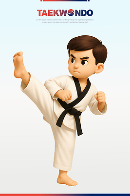 전신 PSD 편집이미지 남자 어린이 3D캐릭터 한명 소년 3D 주먹 찡그림 킥 태권도 태권도복 검은띠 소년한명만 편집3D 캐릭터 1 스포츠용품 모션 표정 도복 사람 격투기 끈 디지털합성 남자한명만 소년만 파일형식