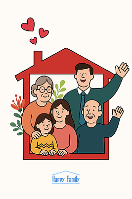 여자 할아버지 노년 남자 꽃 행복 할머니 어린이 잎 일러스트 가족 굴뚝 사랑 미소 소녀 여러명 상반신 성인 빨간색 손들기 하트 손인사 집모양 안경낌 국내일러스트 AI파일 모양 식물 감정 안경 컬러 다수 관계 모션 표정 사람 인사 파일형식 벡터