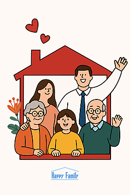 여자 할아버지 노년 남자 꽃 행복 할머니 어린이 일러스트 가족 굴뚝 사랑 미소 정장 소녀 여러명 상반신 성인 빨간색 손들기 하트 손인사 집모양 안경낌 국내일러스트 AI파일 모양 식물 옷 감정 안경 컬러 다수 관계 모션 표정 사람 인사 파일형식 벡터