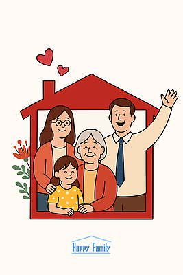 여자 노년 남자 꽃 행복 할머니 어린이 중년 잎 일러스트 가족 굴뚝 사랑 미소 정장 소녀 여러명 상반신 빨간색 손들기 하트 손인사 집모양 안경낌 국내일러스트 AI파일 모양 식물 옷 감정 안경 컬러 다수 관계 모션 표정 사람 성인 인사 파일형식 벡터