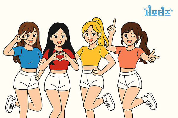 여자 허리손 포즈 일러스트 응원 윙크 미소 여러명 성인 가리킴 브이 치어리더 서포터즈 활기 손하트 다리들기 단체복 성인여자만 일러캐릭터 AI파일 캐릭터 옷 다수 컨셉 모션 표정 사람 손짓 여자만 성인만 파일형식 벡터