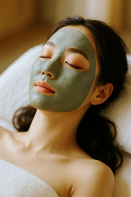 JPG 편집이미지 여자 한명 미소 상반신 성인 수건 눕기 눈감음 피부관리 팩 테라피 의료성형뷰티 성인여자한명만 편집실사 AI인물포토 AI콘텐츠 1 모션 표정 사람 위생용품 뷰티 화장품 CG 여자한명만 성인여자만 파일형식 AI포토