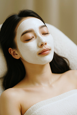 JPG 편집이미지 여자 한명 미소 상반신 성인 수건 눕기 눈감음 피부관리 팩 테라피 의료성형뷰티 성인여자한명만 편집실사 AI인물포토 AI콘텐츠 1 모션 표정 사람 위생용품 뷰티 화장품 CG 여자한명만 성인여자만 파일형식 AI포토