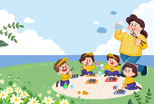 전신 PSD 구름 여자 남자 꽃 음료 어린이 바다 잎 일러스트 하늘 웃음 들기 앉기 소녀 소년 초원 여러명 성인 유치원생 체험학습 물통 물컵 언덕 즐거움 돗자리 김밥 도시락 유치원복 유치원선생님 썬캡 젓가락질 수평선 국내일러스트 자연요소 식물 모자_잡화 옷 감정 음식 다수 젓가락 모션 표정 사람 손짓 컵 교사 체험 파일형식
