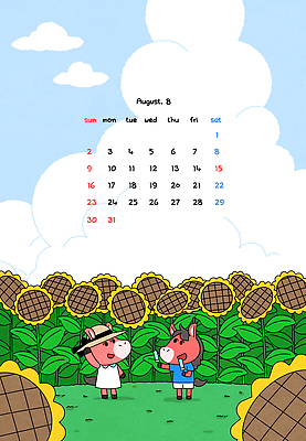 구름 하늘색 잎 꽃밭 일러스트 하늘 해바라기 아이스크림 여름방학 웃음 들기 잔디 사람없음 초록색 여름 여름휴가 달력 즐거움 주기 8월 챙모자 국내일러스트 병오년 붉은말 붉은말캐릭터 AI파일 자연요소 식물 모자_잡화 계절 꽃 감정 컬러 모션 방학 휴가 디저트 표정 파란색 말_동물 날짜 말캐릭터 파일형식 벡터 2026년 여름_계절