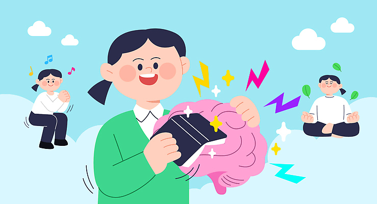 전신 구름 여자 하늘색 일러스트 하늘 나뭇잎 미소 들기 상반신 성인 책 세명 반짝임 운동 눈감음 명상 뇌 가부좌 성인여자만 스쿼트 디톡스 도파민 국내일러스트 AI파일 자연요소 잎 모션 표정 건강 사람 앉기 파란색 여자만 성인만 파일형식 벡터 운동자세