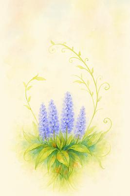 JPG 잎 꽃백그라운드 일러스트 수채화 사람없음 라벤더 파스텔톤 국내일러스트 AI일러스트 AI콘텐츠 식물 꽃 컬러 백그라운드 허브 파일형식