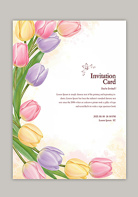 PSD 템플릿 잎 카드템플릿 수채화 사람없음 튤립 초대장 이미지템플릿 식물 꽃 카드_감사 파일형식