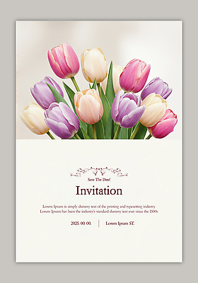 PSD 템플릿 잎 카드템플릿 사람없음 튤립 초대장 이미지템플릿 식물 꽃 카드_감사 파일형식