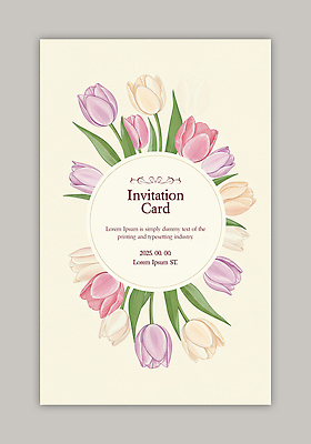 PSD 템플릿 잎 카드템플릿 수채화 사람없음 튤립 초대장 이미지템플릿 식물 꽃 카드_감사 파일형식