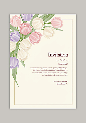 PSD 템플릿 잎 카드템플릿 사람없음 튤립 초대장 이미지템플릿 식물 꽃 카드_감사 파일형식