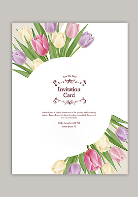 PSD 템플릿 잎 카드템플릿 사람없음 튤립 초대장 이미지템플릿 식물 꽃 카드_감사 파일형식