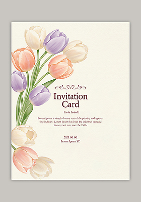 PSD 템플릿 잎 카드템플릿 사람없음 튤립 초대장 이미지템플릿 식물 꽃 카드_감사 파일형식