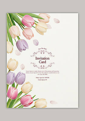 PSD 템플릿 꽃잎 잎 카드템플릿 사람없음 튤립 초대장 이미지템플릿 식물 꽃 카드_감사 파일형식