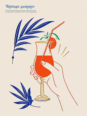 손 여행 일러스트 휴식 들기 신체부위 파란색 여름휴가 주황색 여름풍경 빈티지 칵테일 라인아트 칵테일잔 국내일러스트 AI파일 선 컬러 컨셉 술잔 모션 휴가 주류 사람 풍경 파일형식 벡터 여름_계절