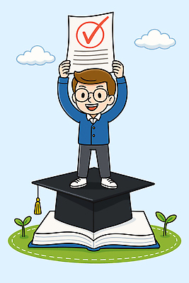전신 구름 남자 종이 일러스트 학사모 청소년 한명 들기 책 새싹 펼침 합격 수험생 시험준비 십대남자한명만 안경낌 국내일러스트 AI파일 자연요소 식물 모자_잡화 1 안경 졸업 모션 고등학생 사람 준비 남자한명만 십대남자만 파일형식 벡터