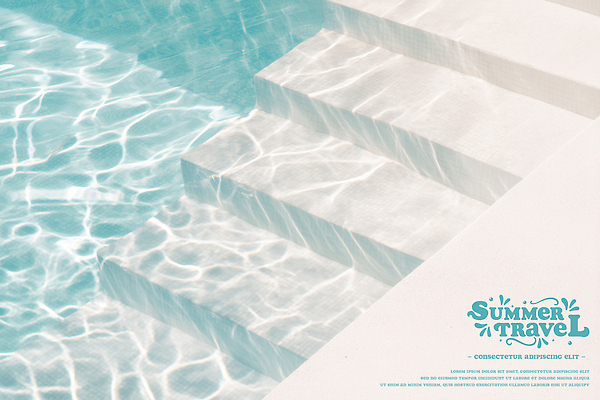 PSD 편집이미지 하늘색 수영장 사람없음 물 여름휴가 계단 여름풍경 이미지편집 자연요소 휴가 풍경 파란색 파일형식 여름_계절