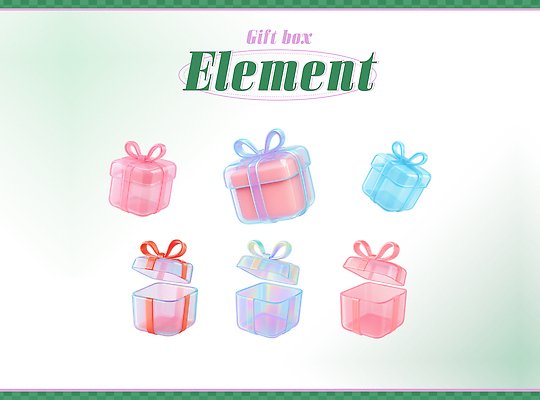PSD 편집이미지 리본 사람없음 선물상자 세트 컬러풀 3D 디지털합성 오브젝트 질감 엘리먼트 편집3D 컬러 선물 상자 파일형식
