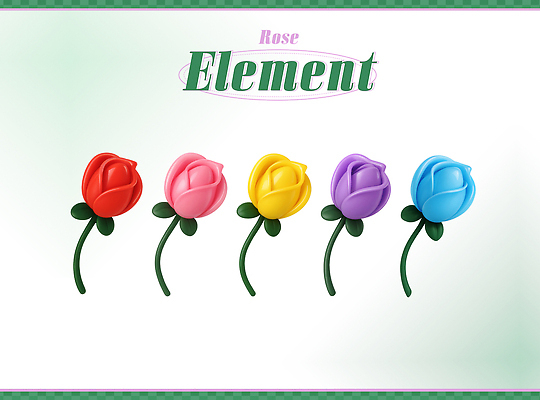 PSD 편집이미지 사람없음 세트 컬러풀 장미 3D 디지털합성 오브젝트 질감 엘리먼트 편집3D 꽃 컬러 파일형식