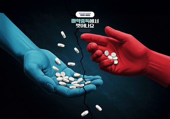 PSD 편집이미지 손 포스터 신체부위 빨간색 파란색 알약 어둠 공익캠페인 주기 상담 중독 전화번호 마약 마약중독자 이미지편집 캠페인 컬러 모션 사람 약 마약중독 파일형식