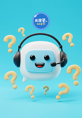 PSD 편집이미지 말풍선 기술 미소 사람없음 파란색 3D 헤드폰 물음표 상담원 로봇 문의 답변 AI_인공지능 편집3D 기호 컬러 음향기기 표정 사무원 디지털합성 파일형식